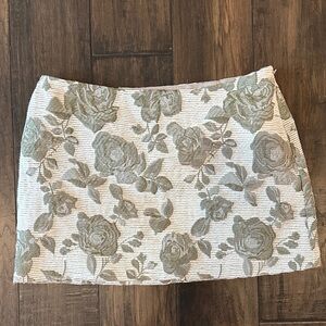 Reformation Floral Mini low rise Skirt - Cream and Green